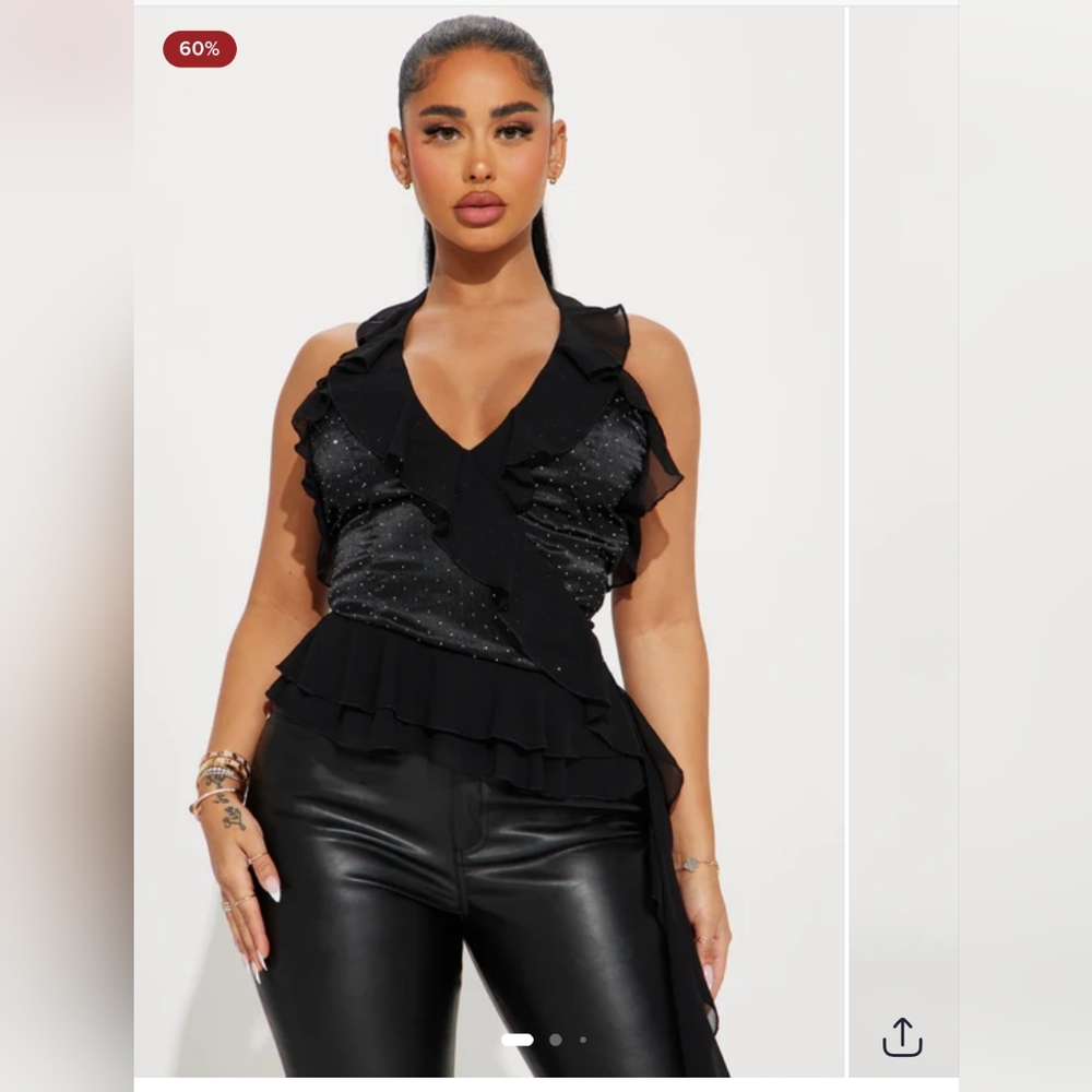 ⚡3/40$⚡ Fashion Nova Black Ruffled Blouse